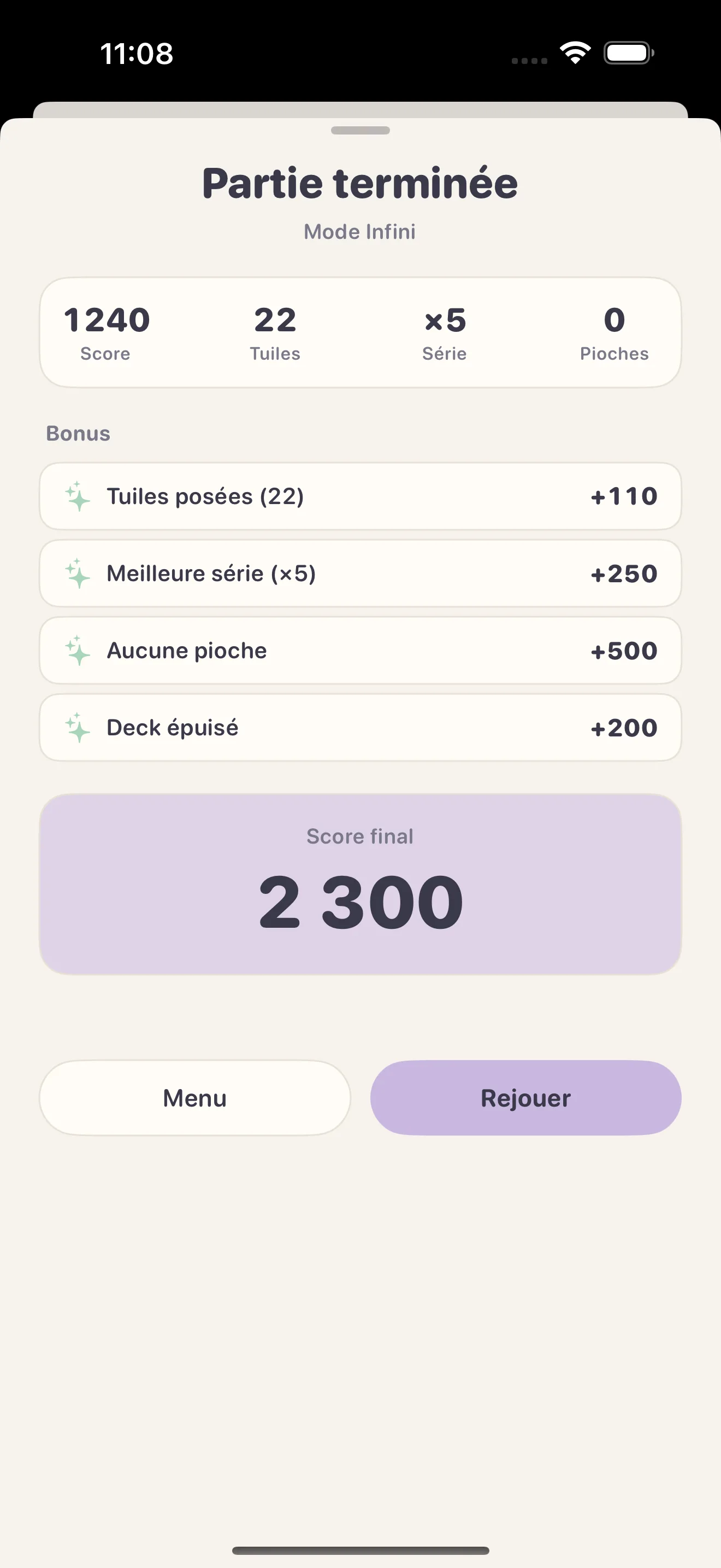 Le résumé de fin de partie