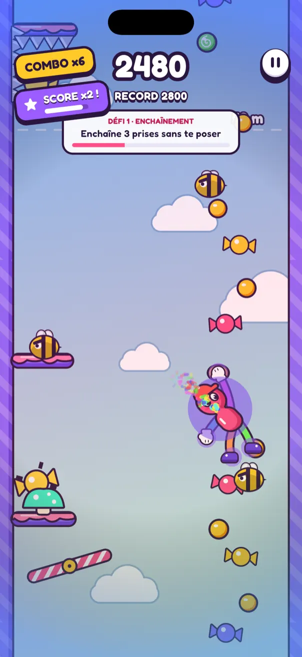 Le bonus étoile en action : « SCORE x2 ! » et un combo x6 en cours