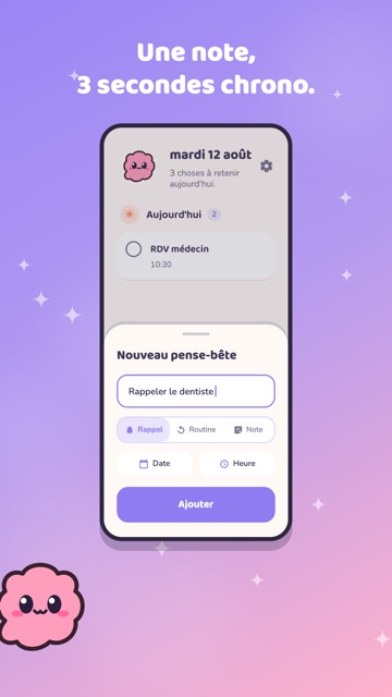 Ajout d'un rappel dans Remindo