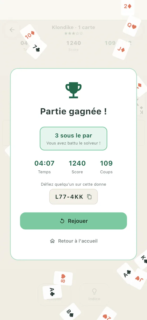 L'écran de victoire